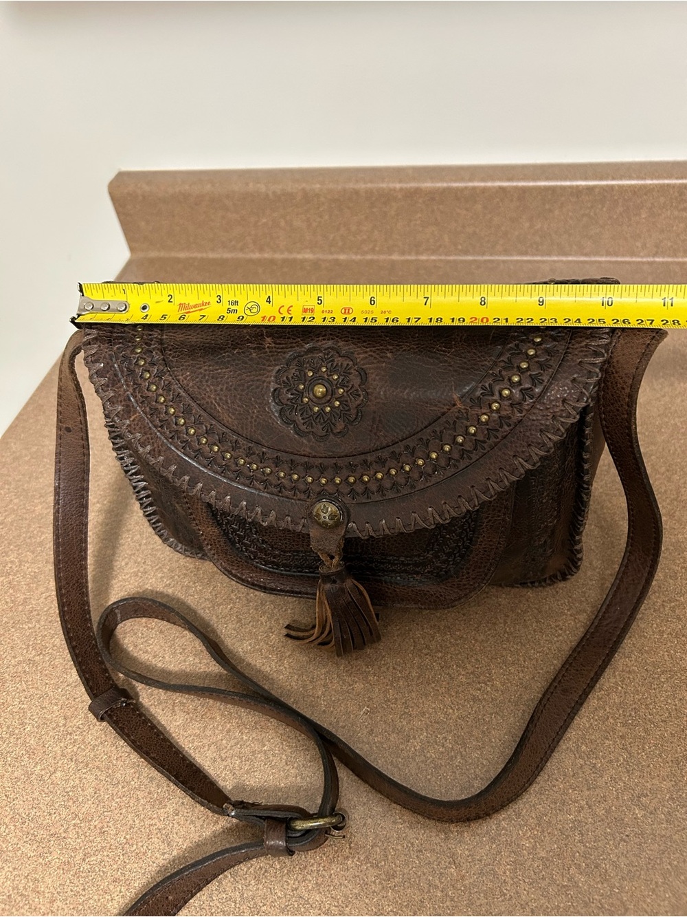 Patricia Nash Beaumont Leather Crossbody Bag with Tassel - Picture 8 of 15